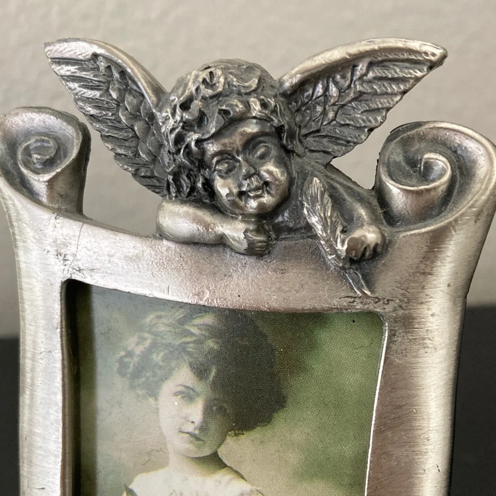 Vintage Linco Cherub Roses Victorian Small Desktop Frame Coquette Whimsigoth